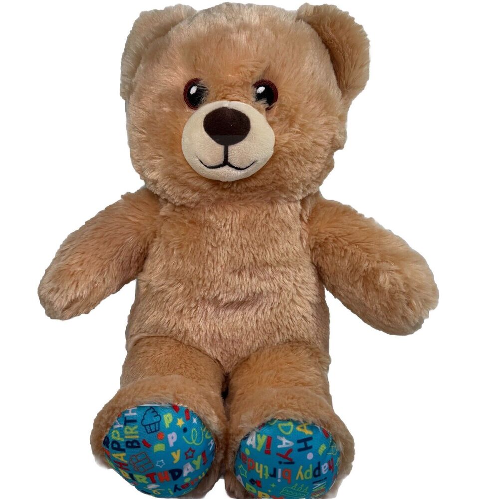 Build-A-Bear 17"  Happy Birthday Confetti‎ Plush Stuffed Animal Bear Tan (CLEAN)
